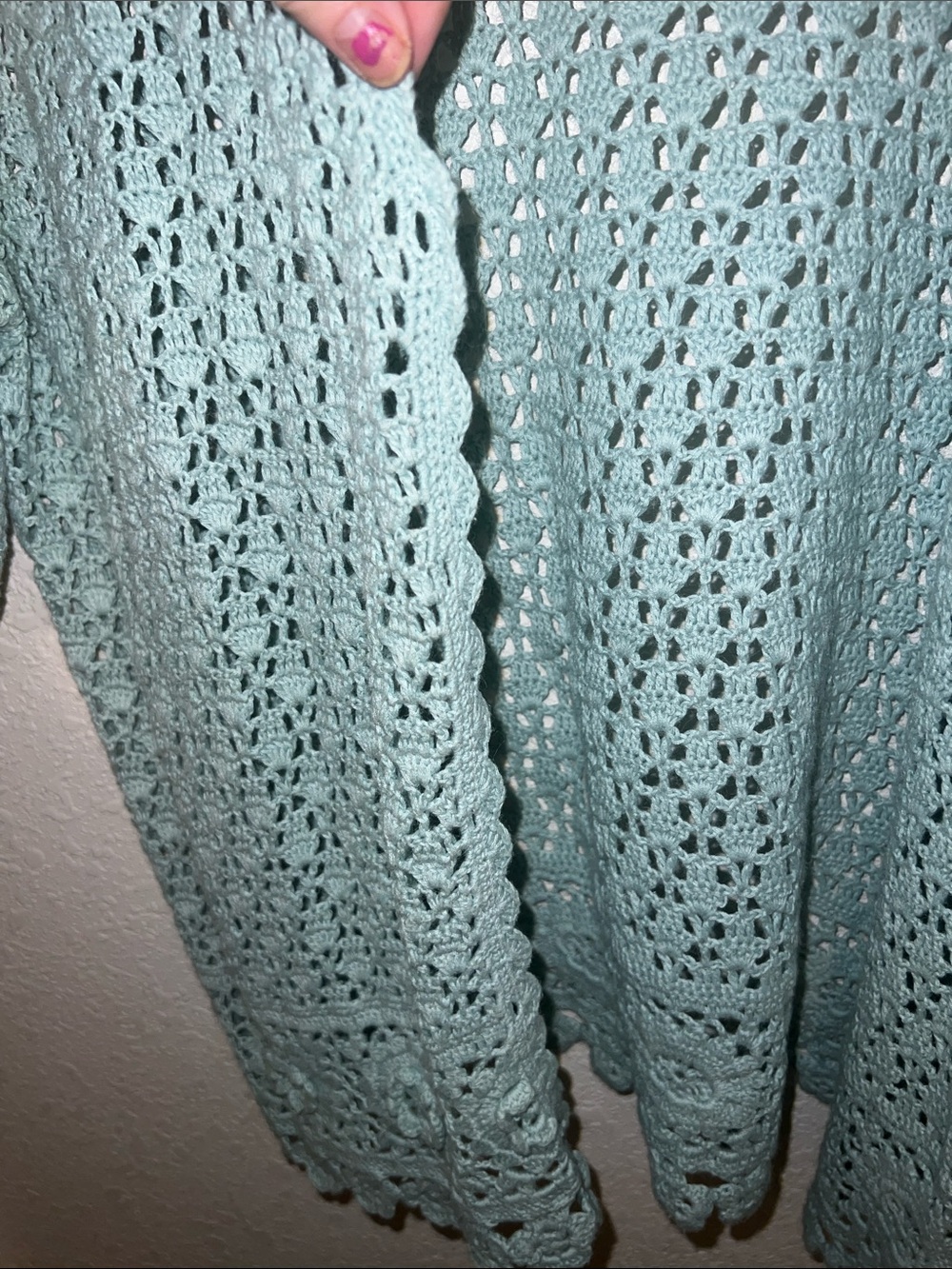 Style & Co. Light Seafoam Crochet Open-Front Cardigan - Picture 3 of 6